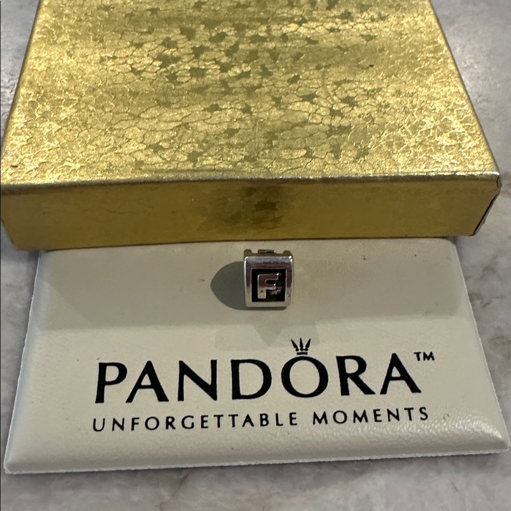 Pandora Silver Charm with initial “F”